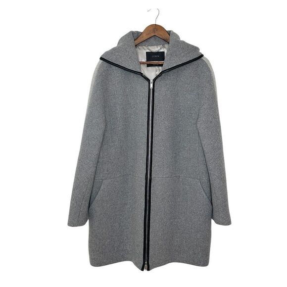 J. Crew Stadium Cloth Hooded Wool Coat Nello Gori Gray Size Extra Large - Picture 4 of 12